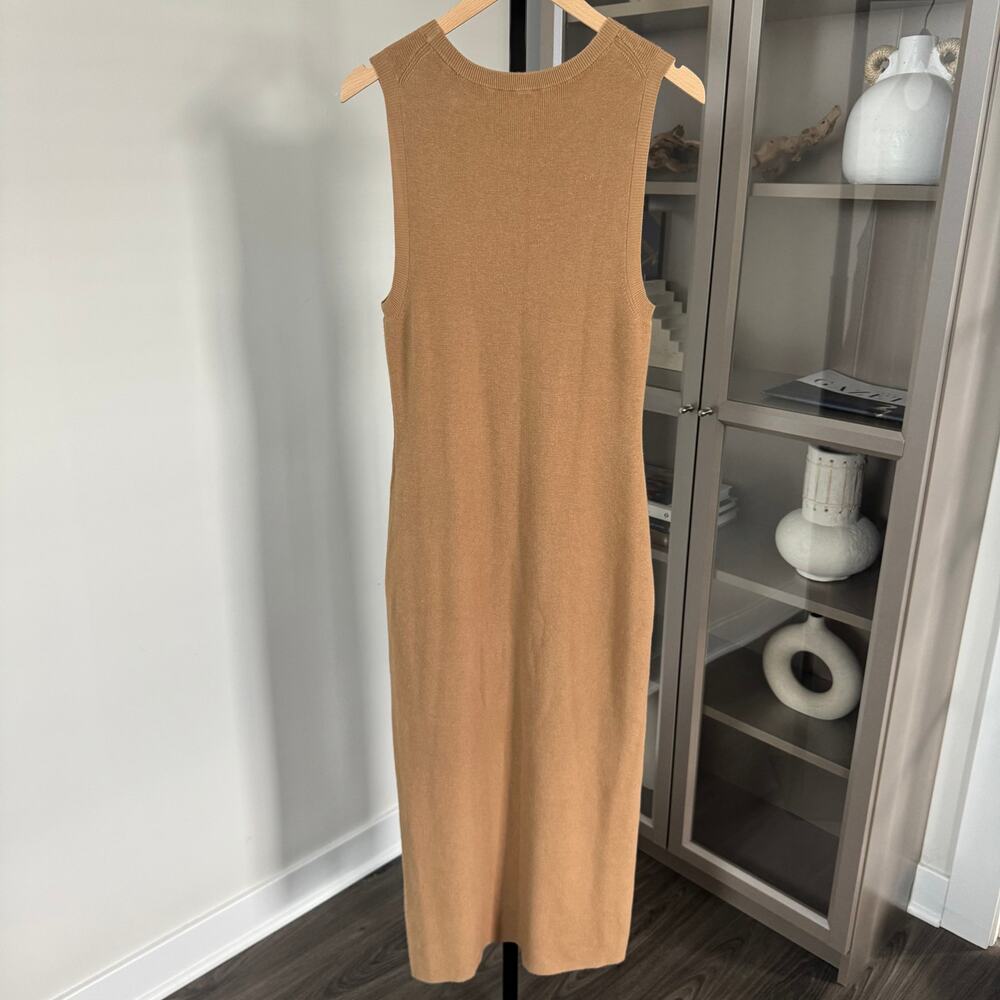 Jenni Kayne Sleeveless Cashmere Cotton Sweater Dress Large Camel Tan Knit Size L - Picture 3 of 7